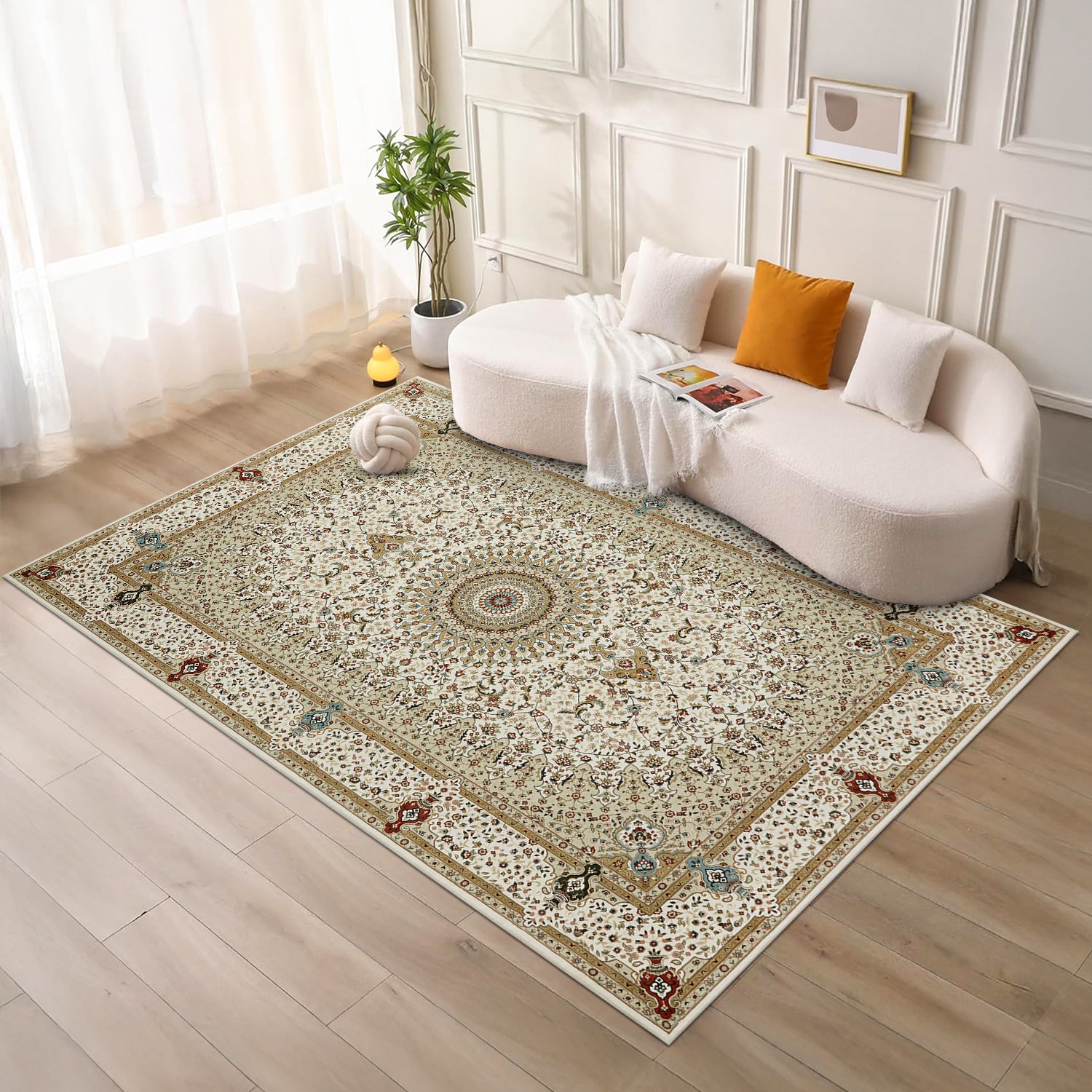 Large Boho Runner Rug Beige