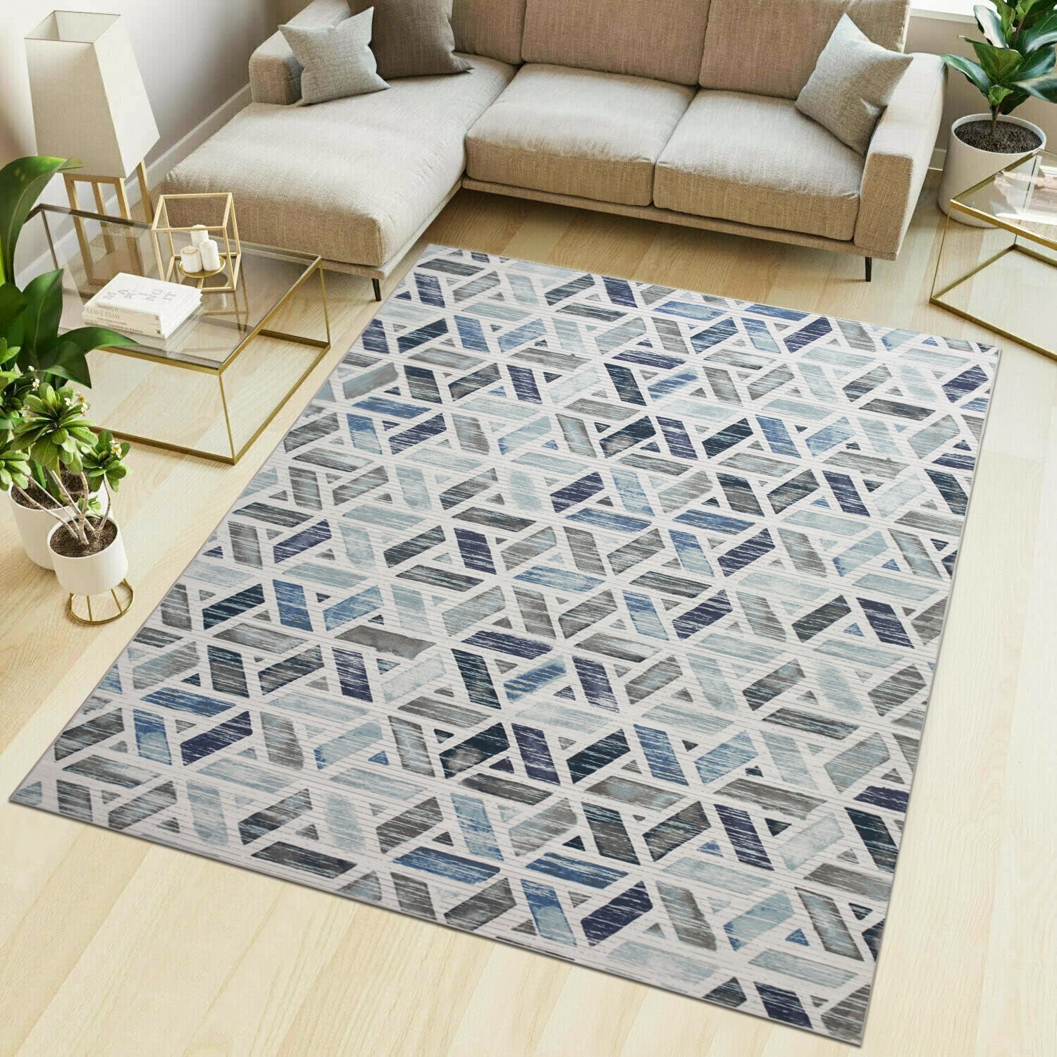 Abstract Design Printed Area Rug For Modern Floor Zara