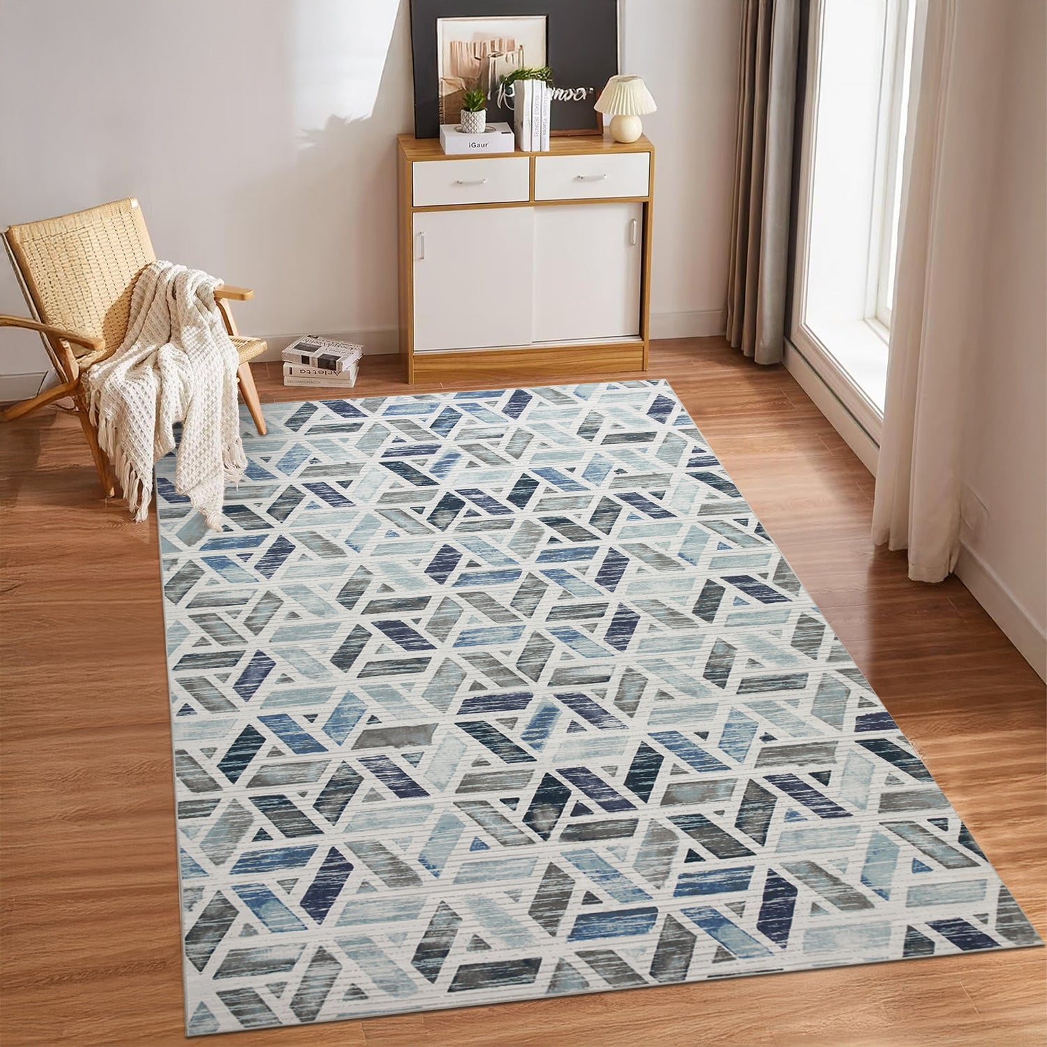 Abstract Design Printed Area Rug For Modern Floor Zara