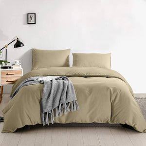 Beige Duvet Cover Plain Bedding Set