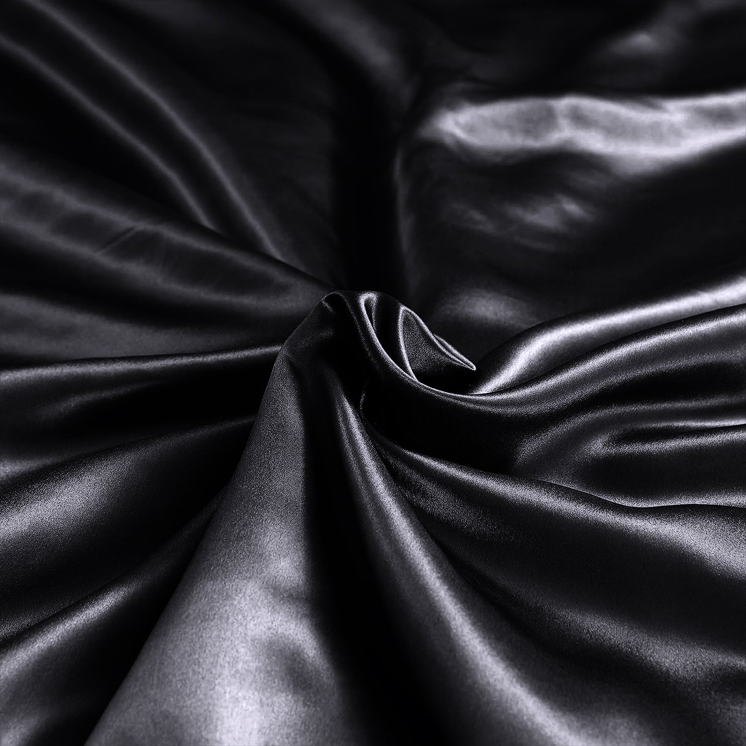 Black Satin Silk Pillowcases Pair