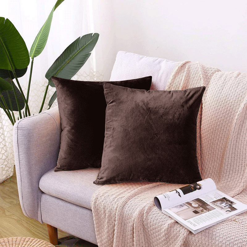 Brown Velvet Cushion Covers & Insert Fillers