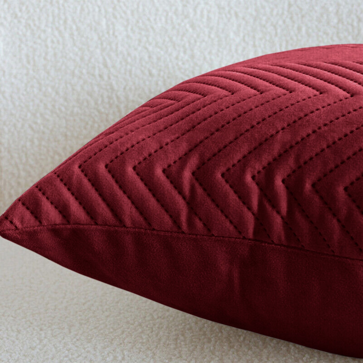 Burgundy Chevron Design Velvet Cushion Covers