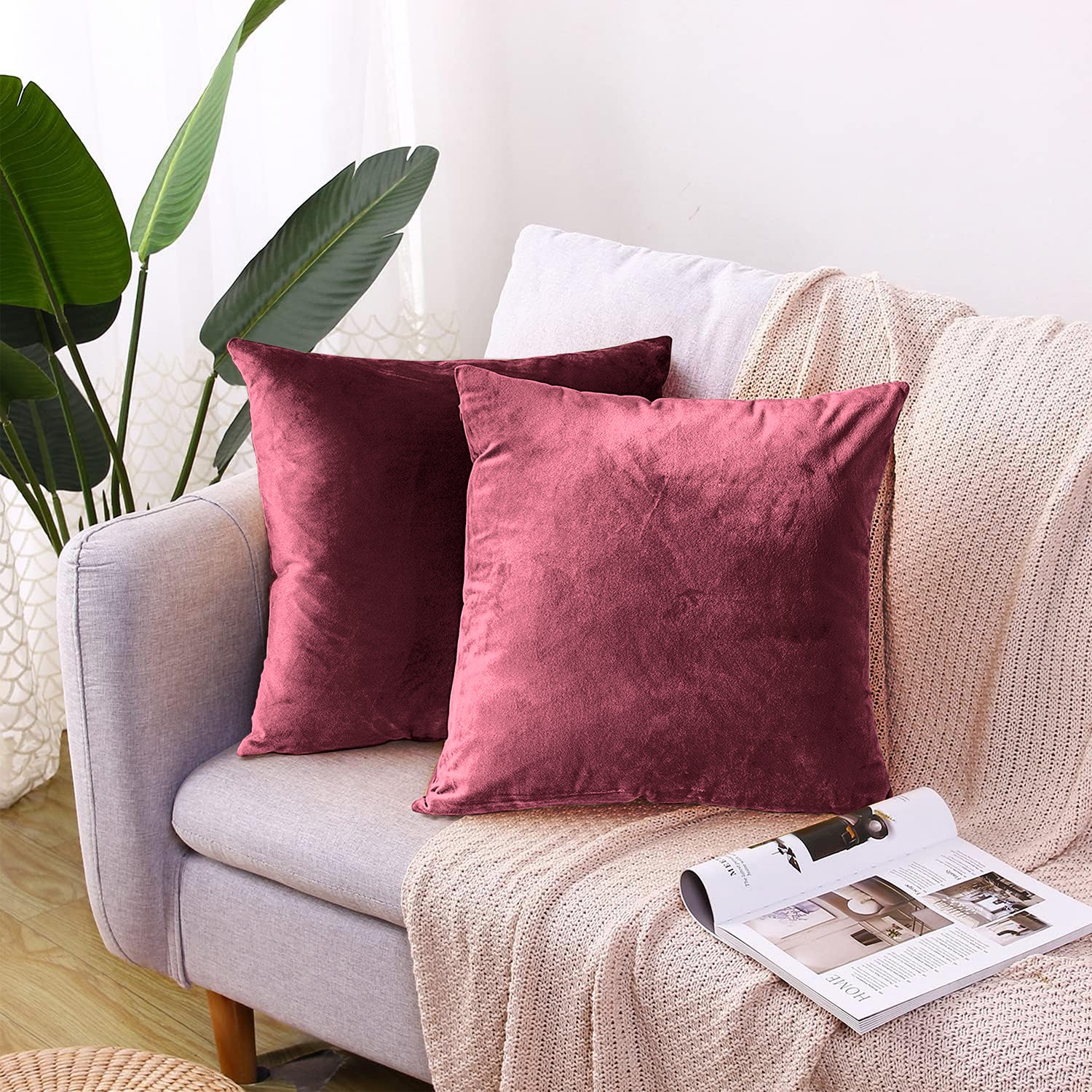 Burgundy Velvet Cushion Covers & Insert Fillers