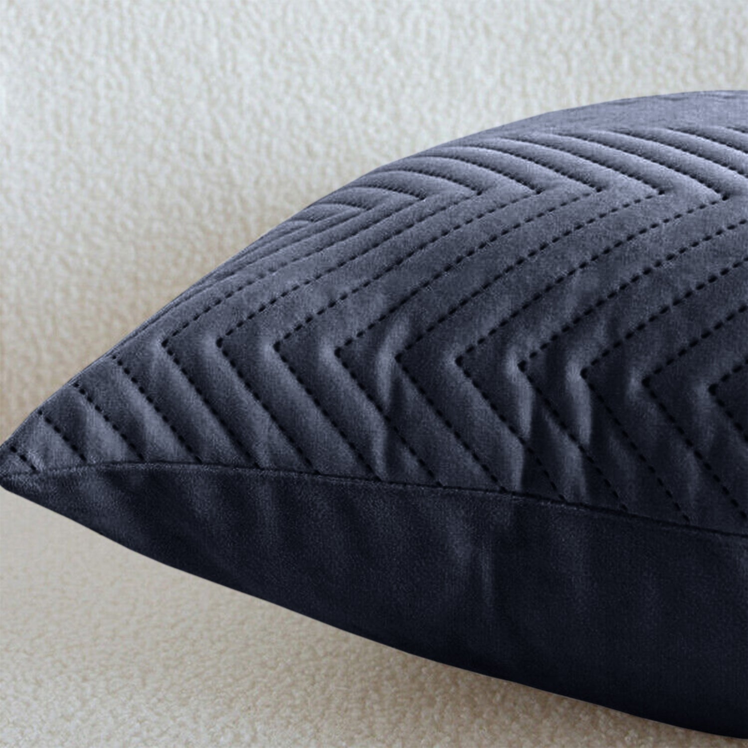 Charcoal Chevron Design Velvet Cushion Covers