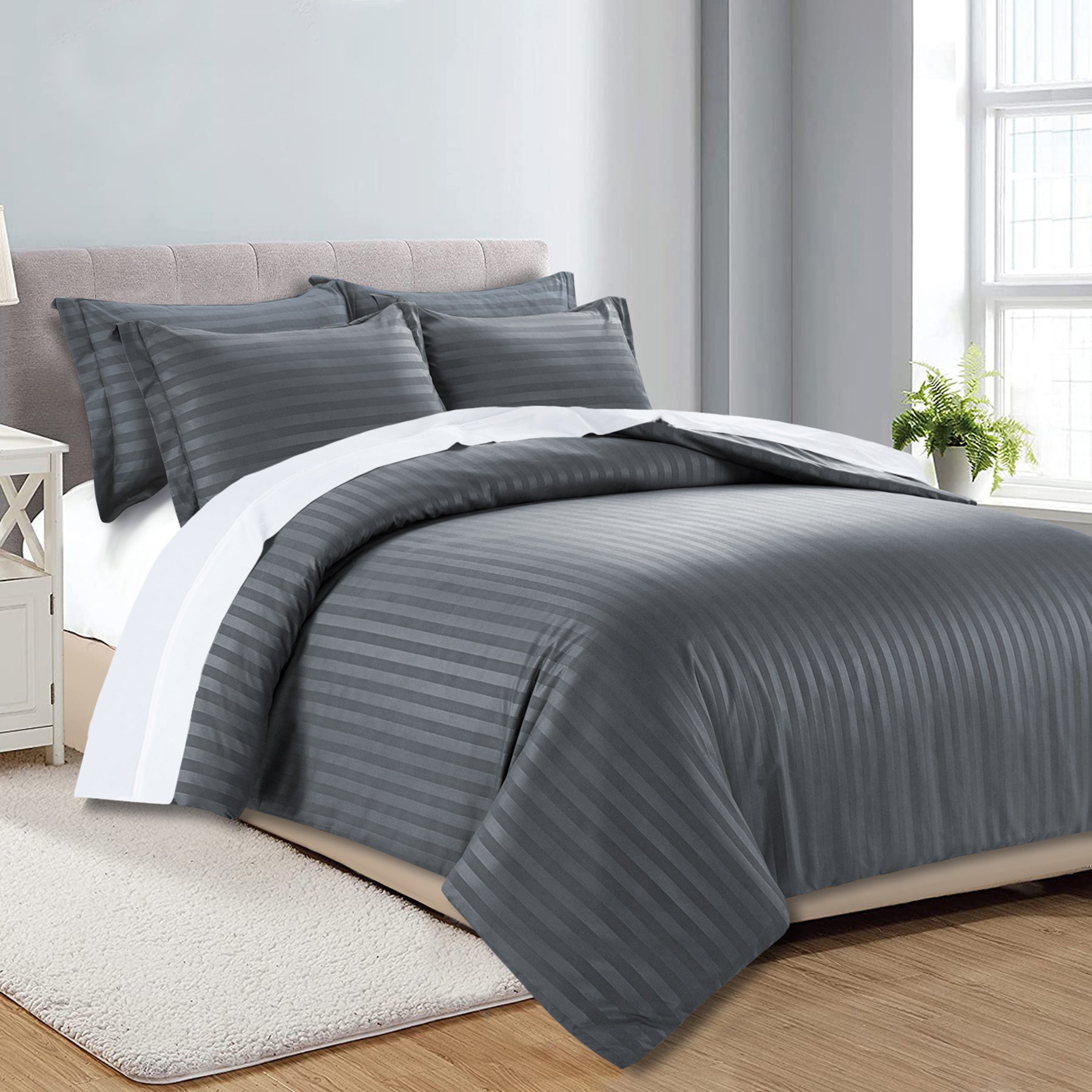Charcoal Striped Duvet Cover