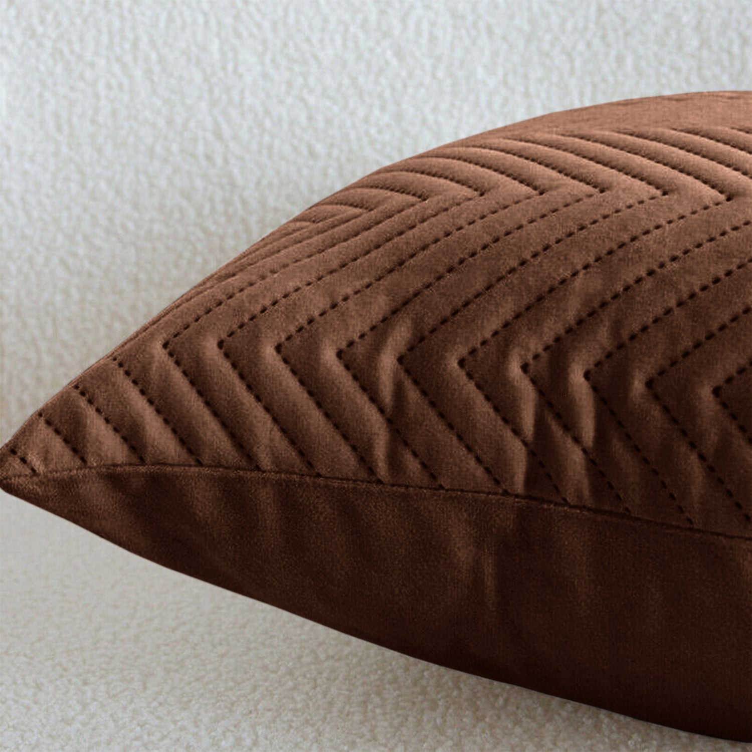 Coffee Chevron Design Velvet Cushion Covers