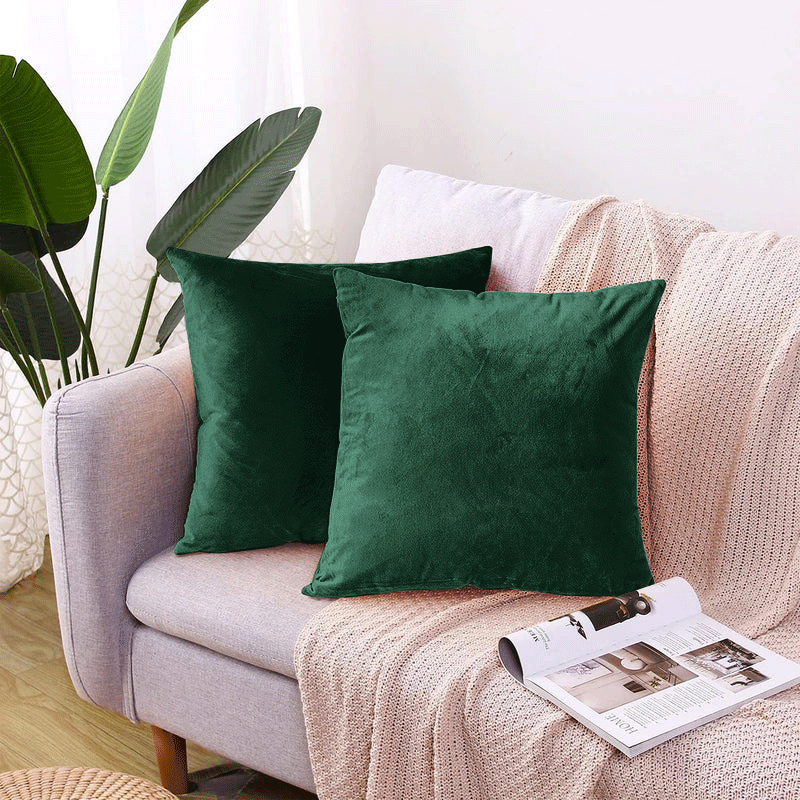 Dark Green Velvet Cushion Covers
