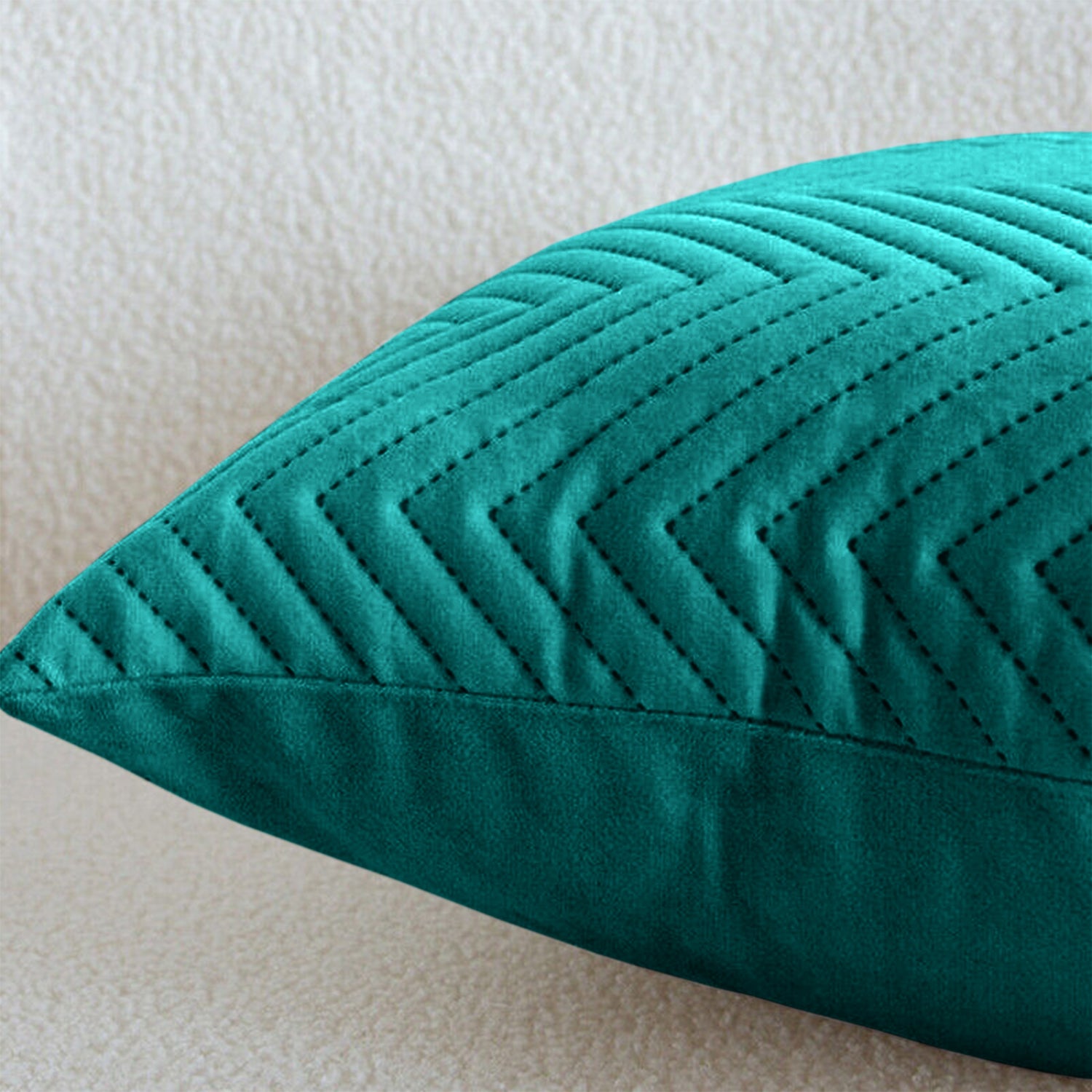 Emerald Chevron Design Velvet Cushion Covers
