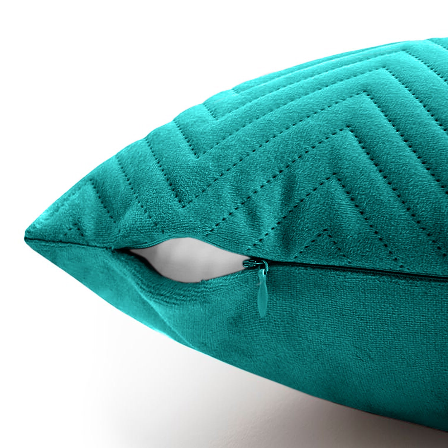 Emerald Chevron Design Velvet Cushion Covers