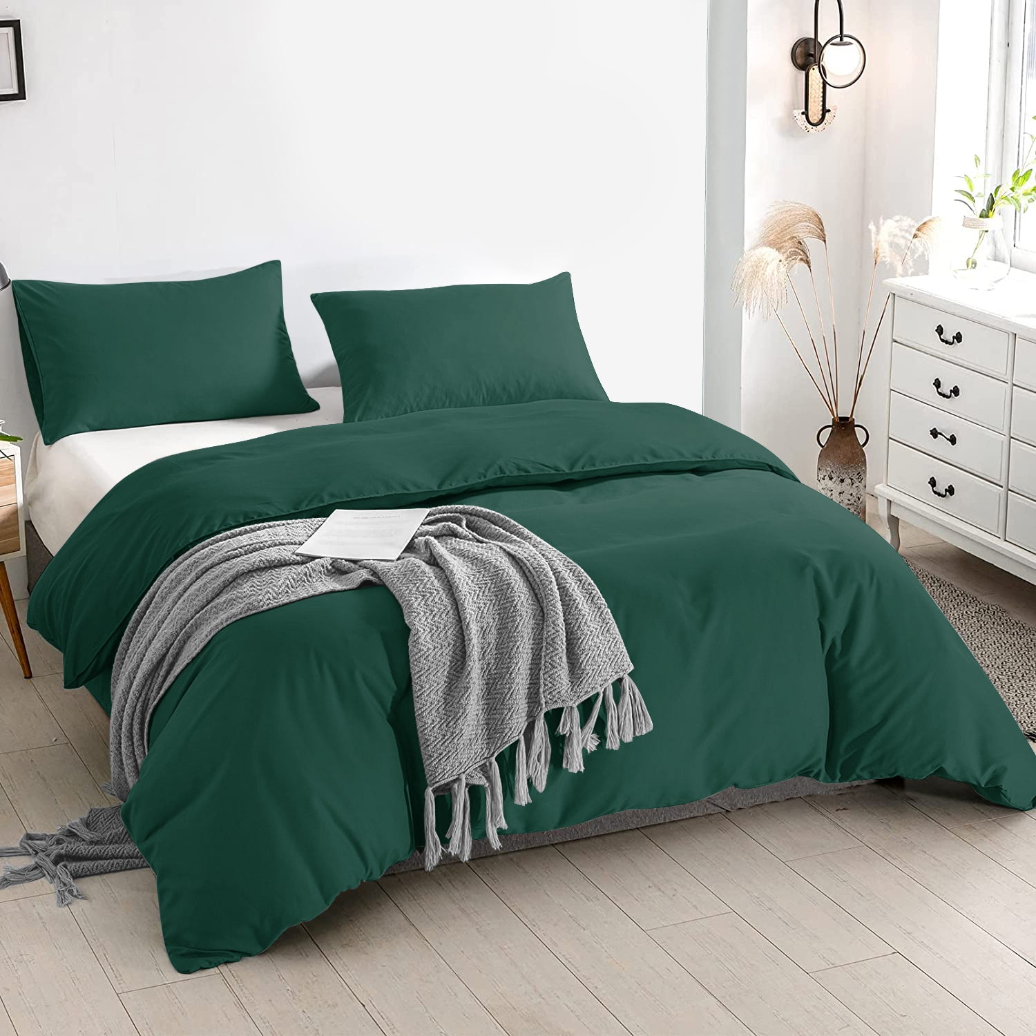 Emerald Green Duvet Cover Plain Bedding Set