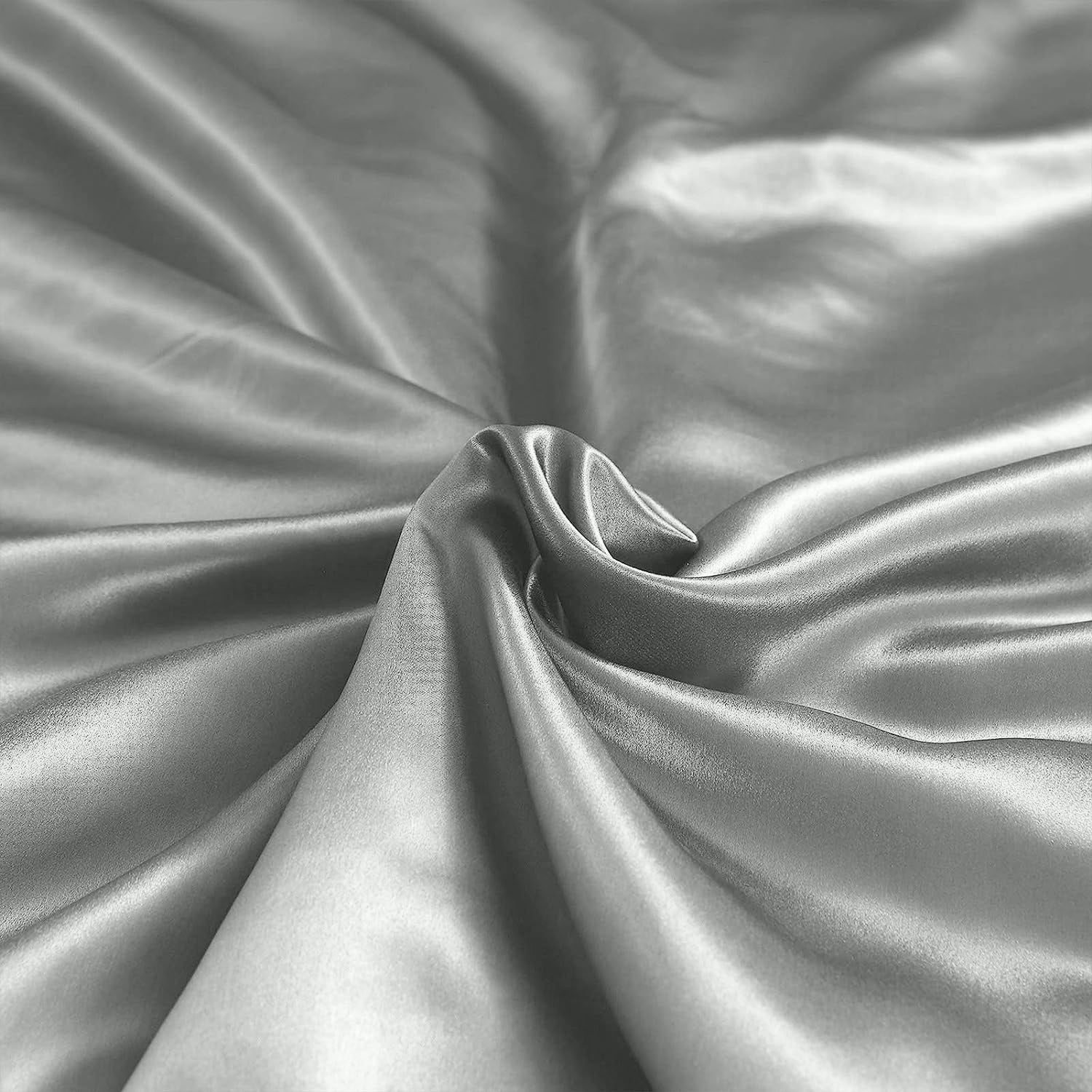 Grey Satin Silk Pillowcases Pair