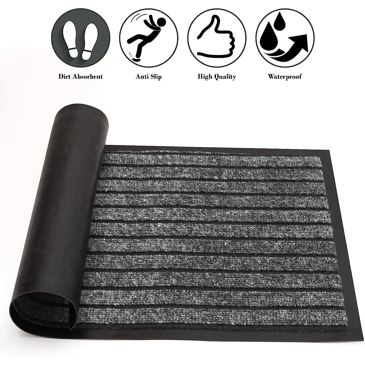 Front Outdoor Rubber Mats Grey