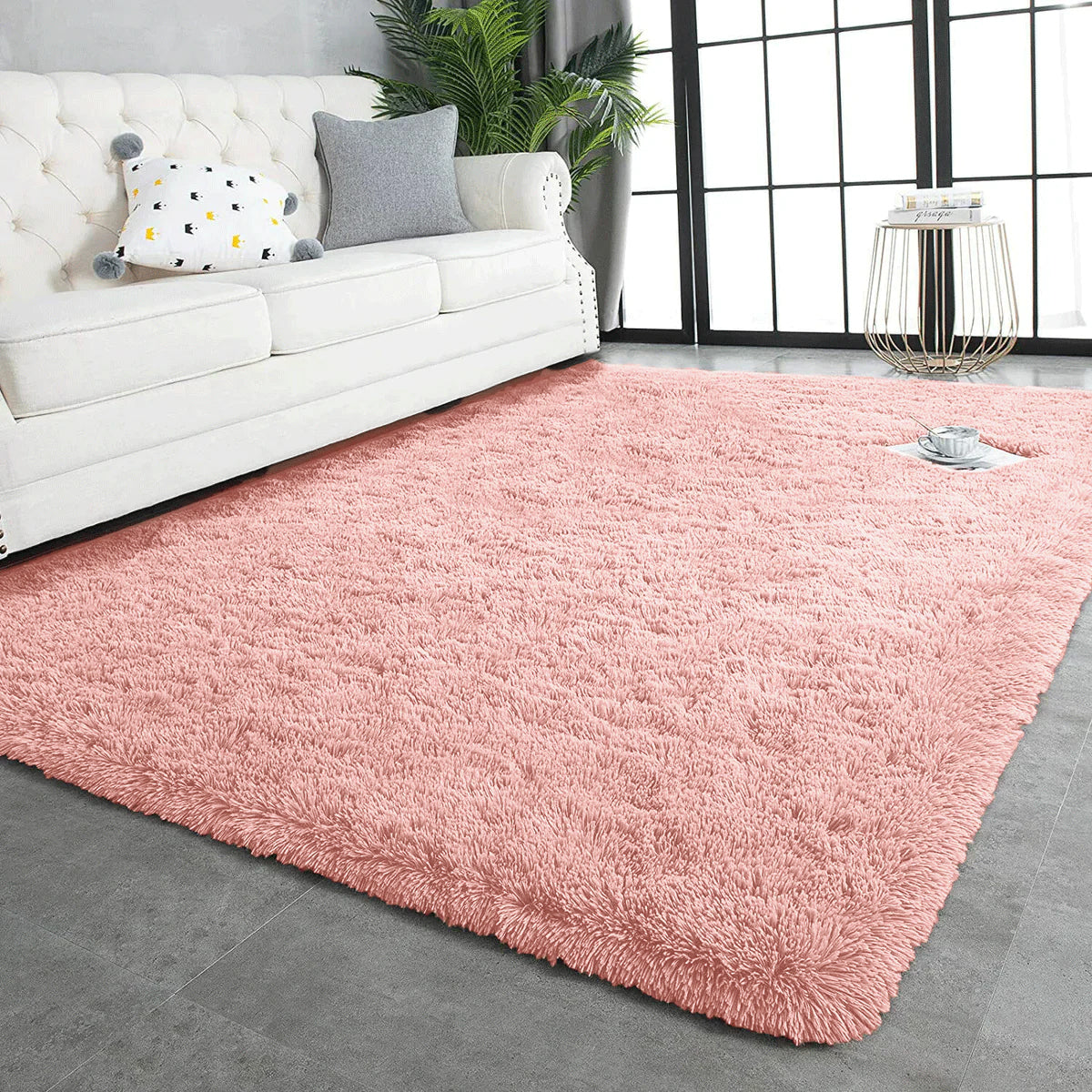 Pink Shaggy Rug Large Fluffy Carpet