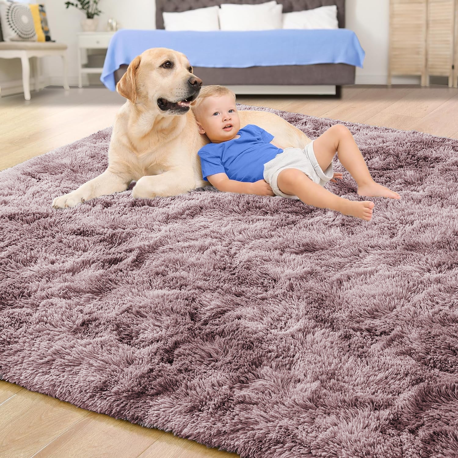 Lilac Tie Dye Shaggy Rug