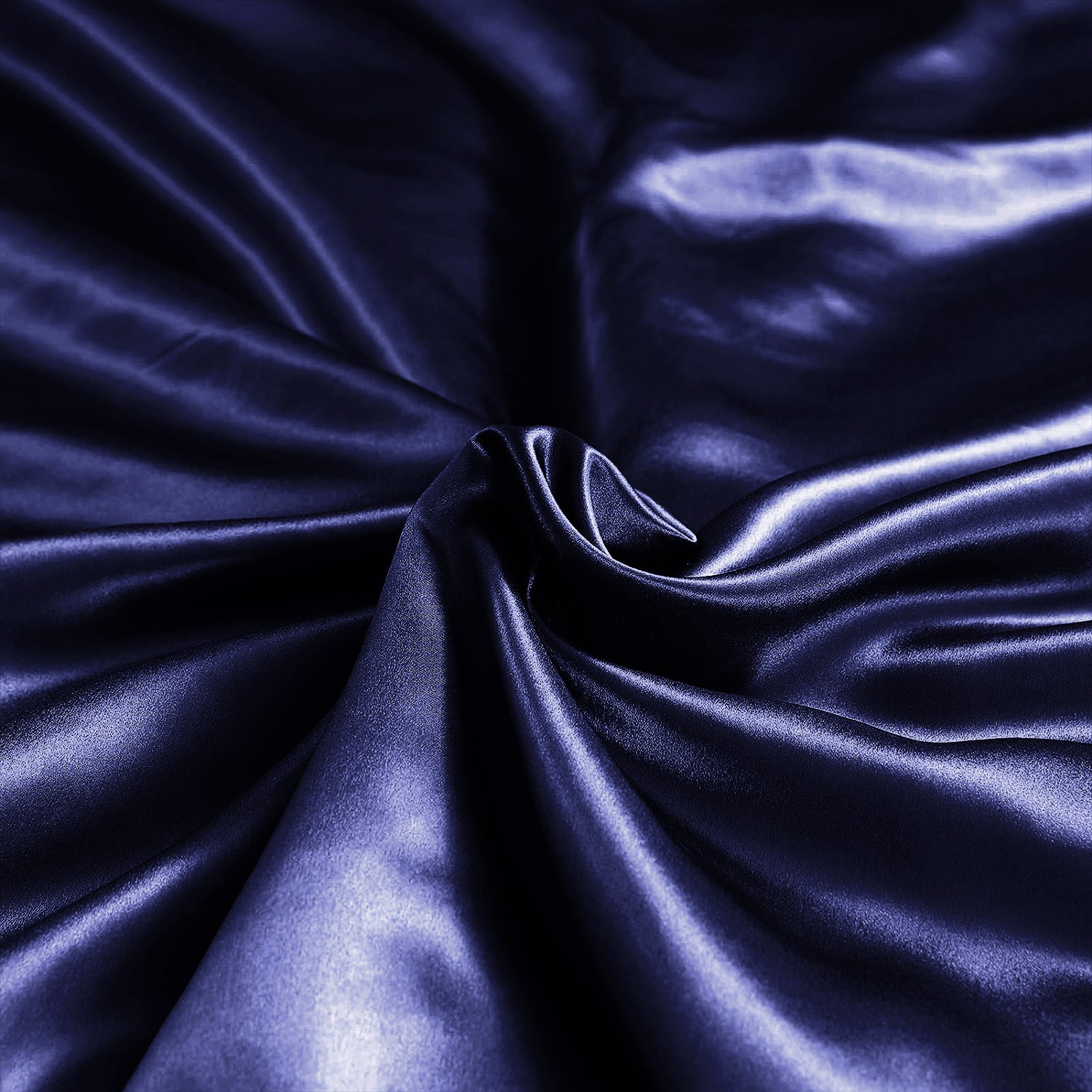 Navy Satin Silk Pillowcases Pair