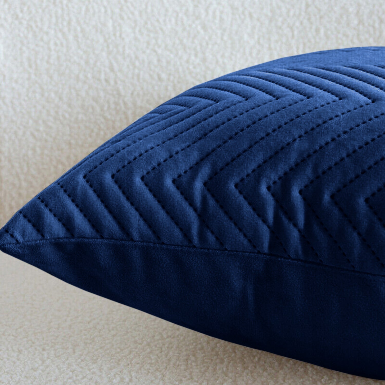 Navy Chevron Design Velvet Cushion Covers