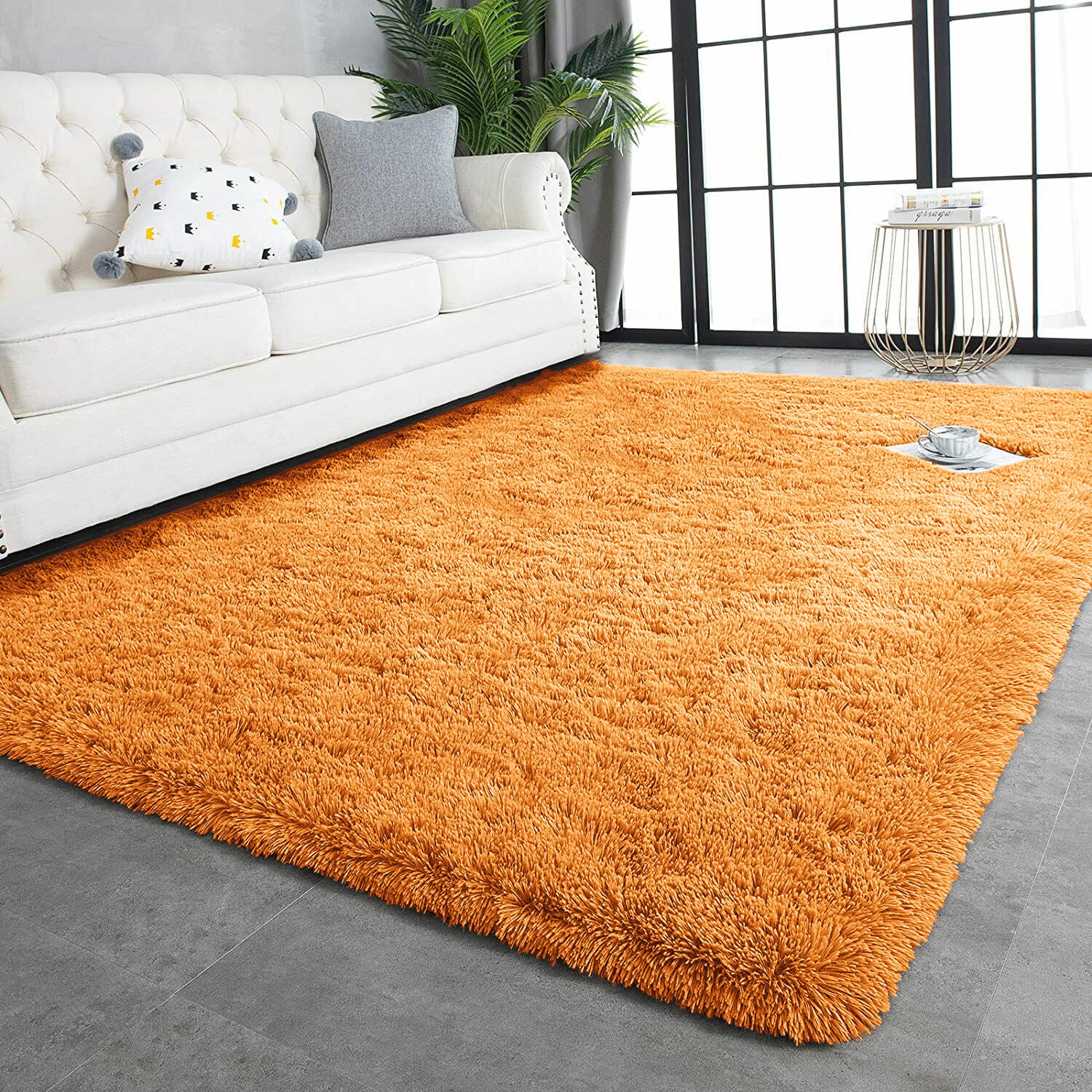 Ochre Shaggy Rug Large Fluffy Carpet