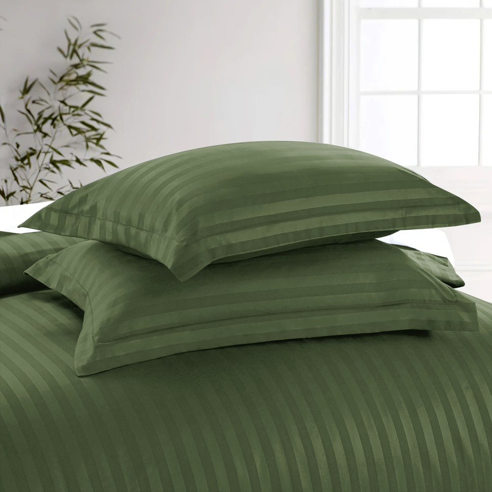 Stripe Duvet Cover Olive Green