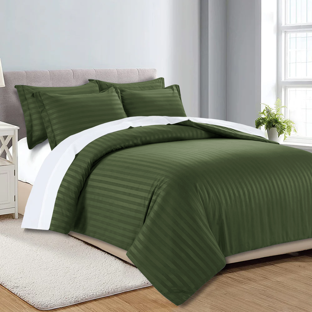 Stripe Duvet Cover Olive Green