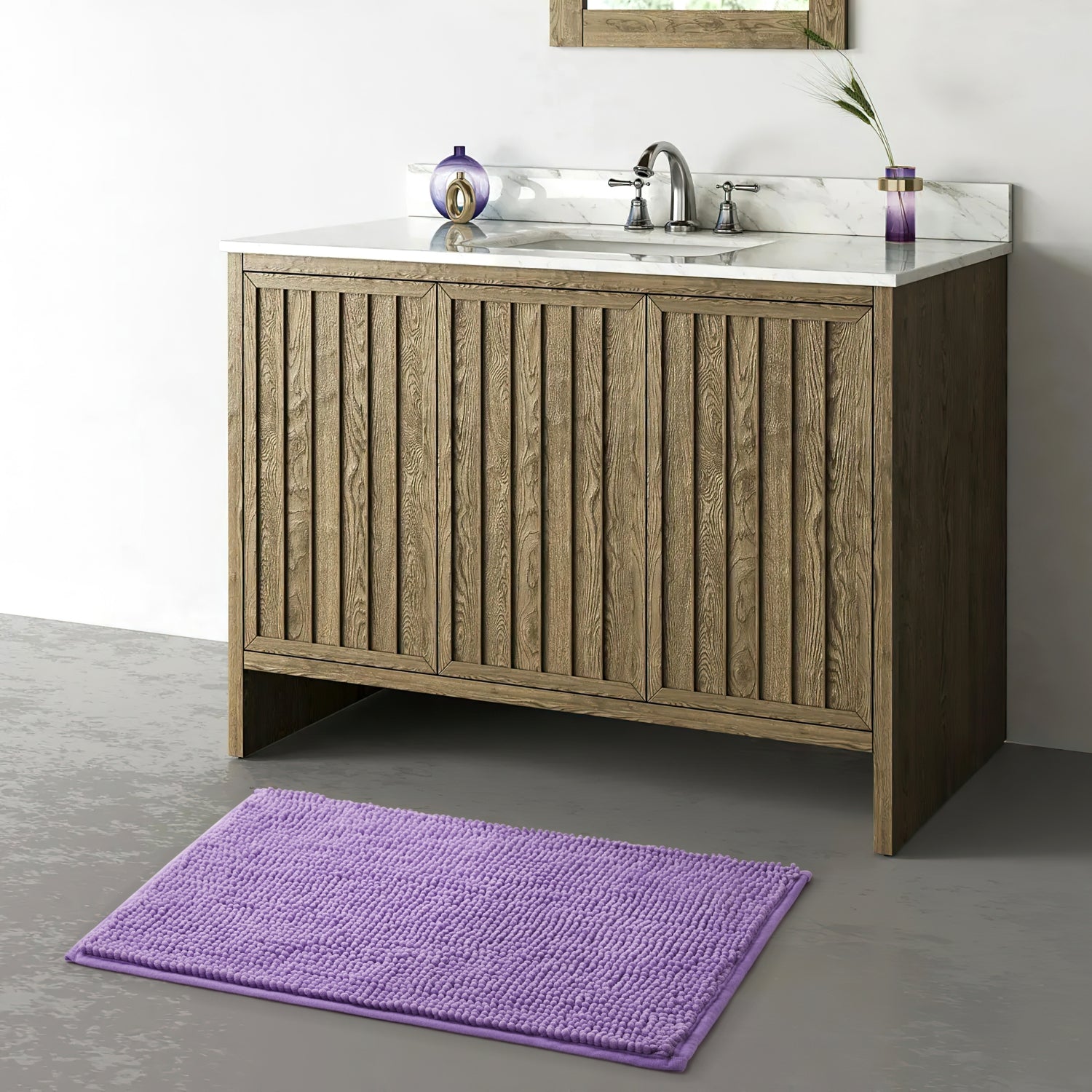 Purple Chenille Pile Bath Mat