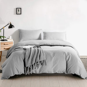 Silver Duvet Cover Plain Bedding Set