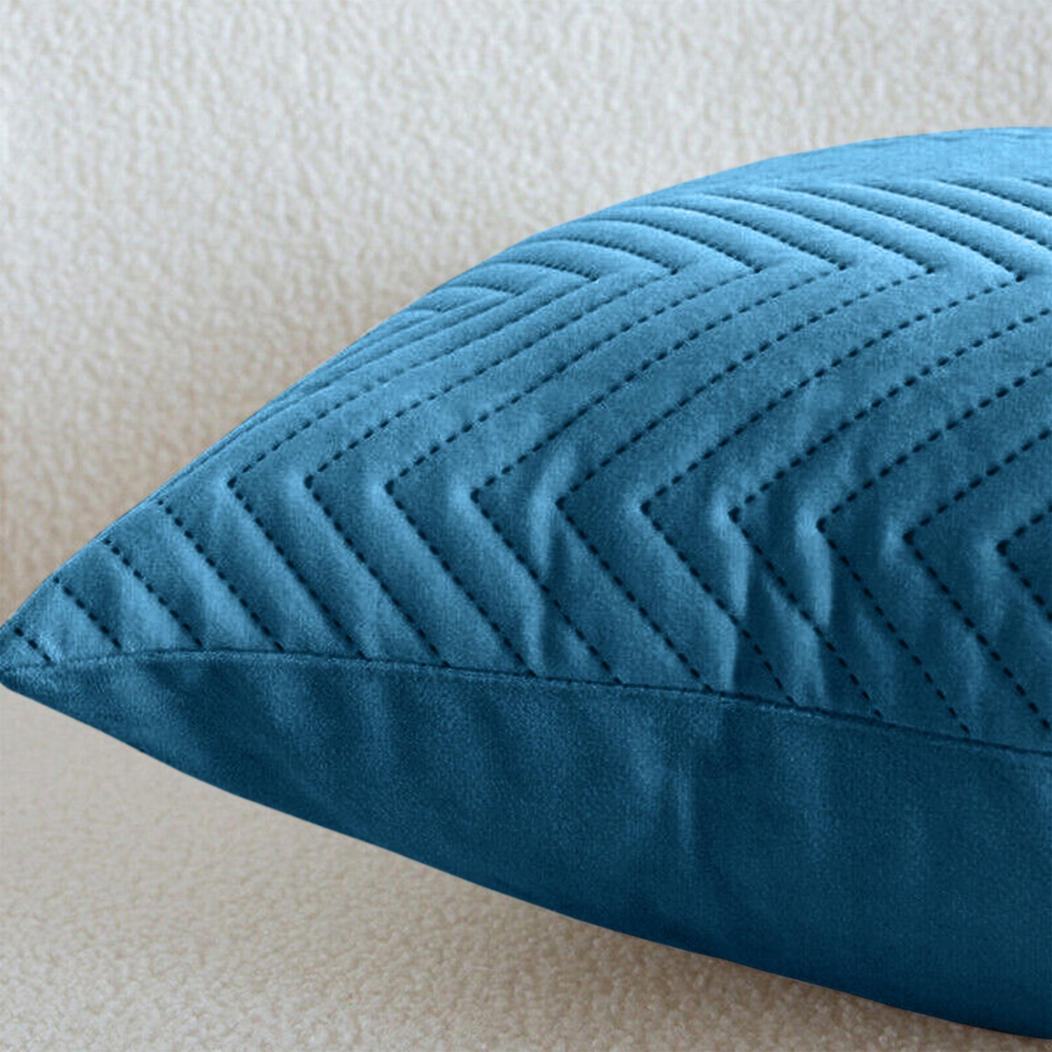 Teal Chevron Design Velvet Cushion Covers