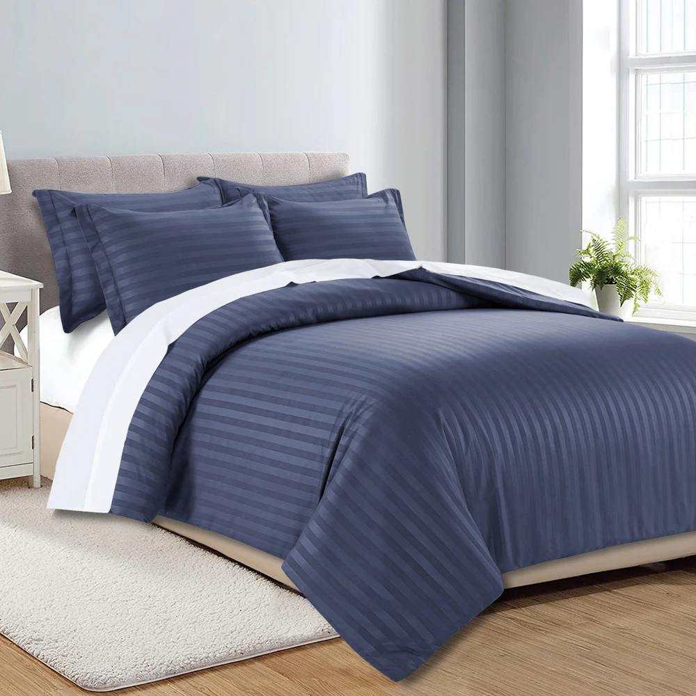 Stripe Duvet Cover Washed Blue