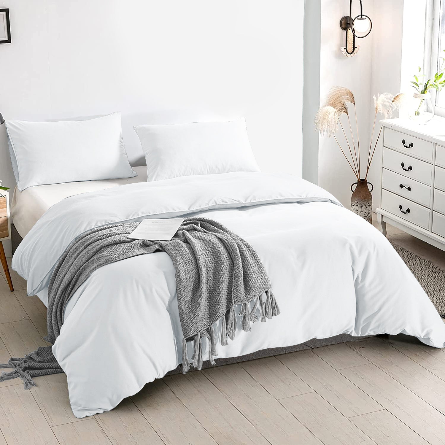 White Duvet Cover Plain Bedding Set