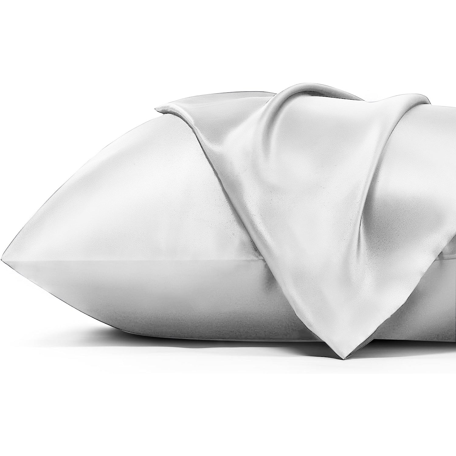 White Satin Silk Pillowcases Pair