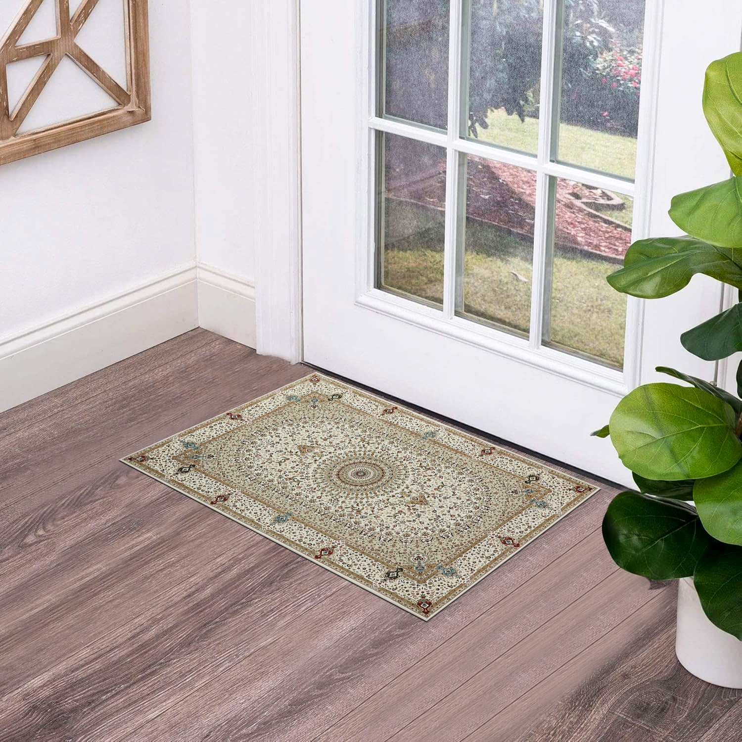 Large Boho Runner Rug Beige