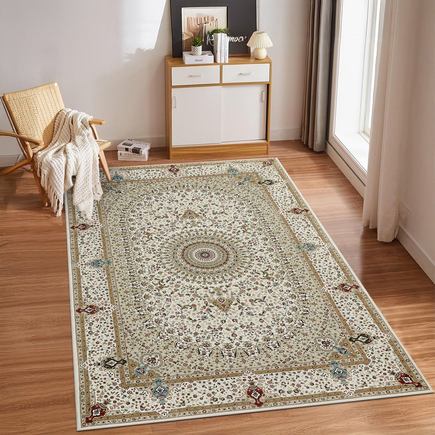 Large Boho Runner Rug Beige