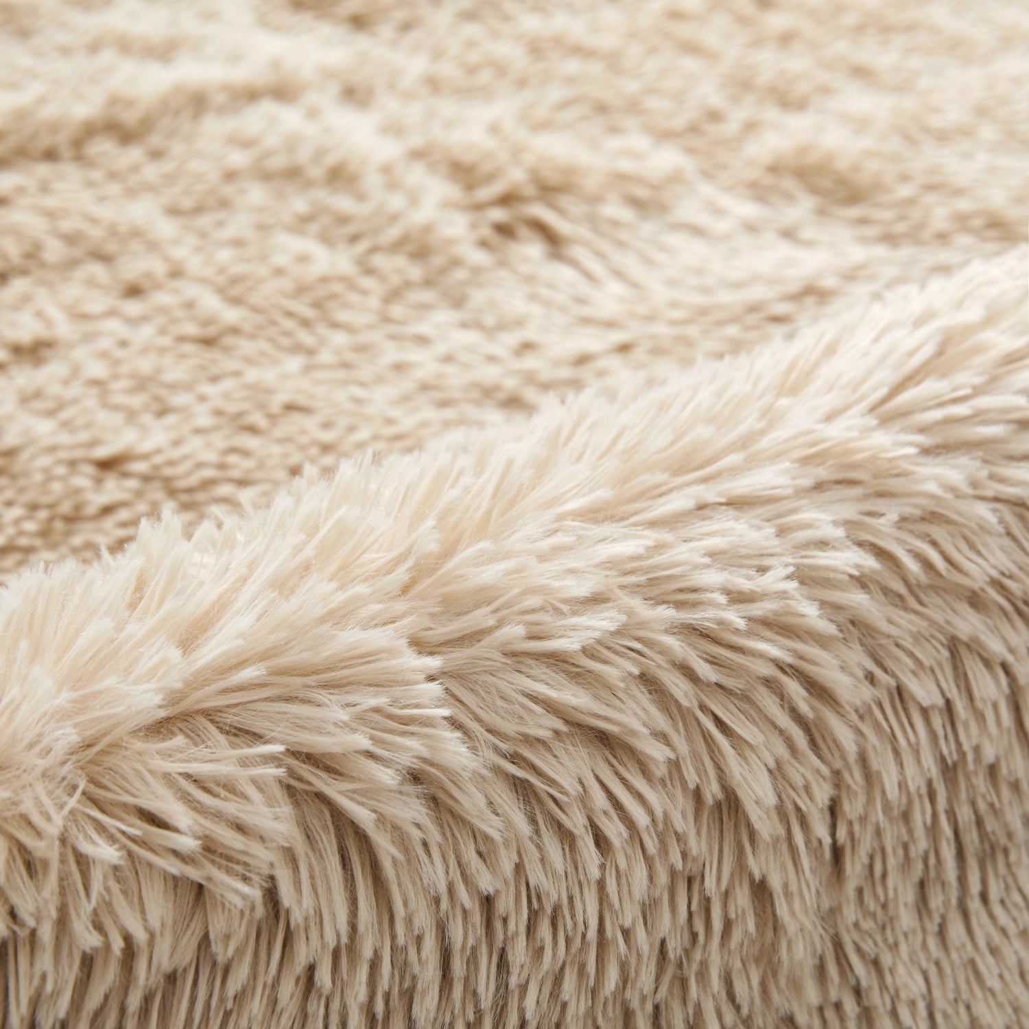 Beige Shaggy Rug Large Fluffy Carpet