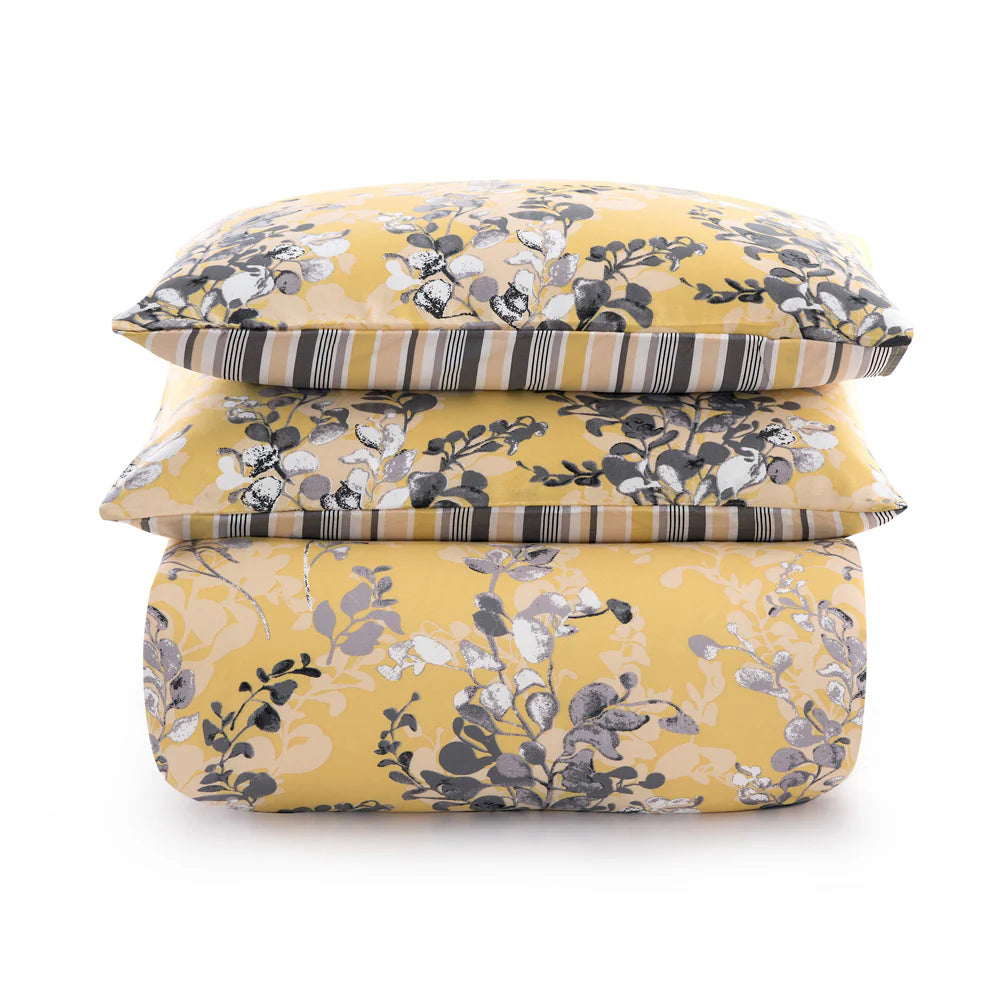 Ochre Blossom Printed Duvet Cover