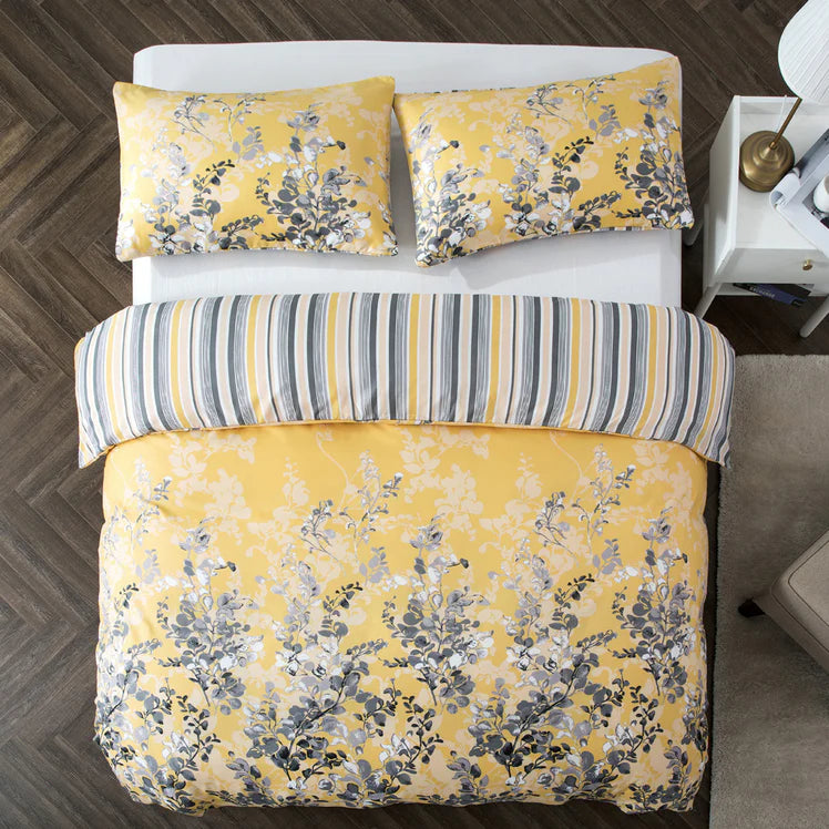 Ochre Blossom Printed Duvet Cover