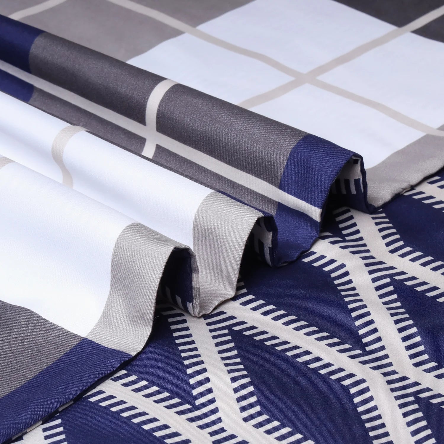 Navy Check Printed Duvet Cover